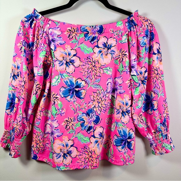 Lilly Pulitzer Lessa Top, Pink Isle Last Bud Not Least - Picture 8 of 14